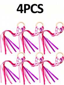 1/4/6pcs Ribbon Set, Includes Dance Ribbon, Handheld Kite, Throwable Wand And Wooden Ring Wand, Ribbon, Birthday Sash, Suitable For Wedding, Bride, Wedding Decoration, Wedding Arrangement, Bachelorette Party, Party Supplies And Wedding Ribbon - Rainbow Ribbon - View 26