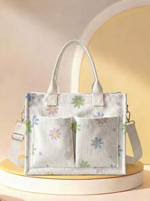 1pc Tote Bag Multi-Scenario Universal Extra Large Capacity Ultra Lightweight Portable Versatile Practical Floral Print Large Capacity Crossbody Mommy Bag Multi-Pocket Detachable Shoulder Strap 2026 New Daily Handbag - Multicolor - View 4