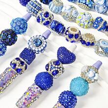 10 Random Resin Crystal Waterdrop Separator Beads, Loose For Pendants, Necklaces, Bracelets, Earrings, Jewelry Making & Pen DIY, With Elegant Bag - 藍色 - 查看 5