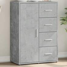 vidaXL Sideboard With Drawers, White, 60 X 31 X 84 Cm, Engineered Wood, Modern Rectangular Sideboard, Sturdy Storage Cabinet, Versatile Organizer, Stylish Living Room Cabinet - Concrete Dust - View 8