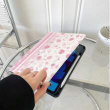 1件粉白蕾絲格紋草莓拼接三折平板保護殼，相容 iPad Air 6/5/4 & 10 (10.9 吋)/Pro 2024、Air M3/A16 2025，相容 Galaxy Tab S9 FE/S8 Plus/S7/S10、Oppo Pad、 MatePad、Vivo Pad、Honor Pad、 Xiaoxin Pad - 彩色 - 查看 3
