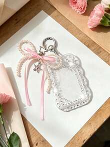 Y2K Card Holder Pendant, Free DIY Stickers, Cute Portable Card Holder With Pearl Bow Pendant, Rhinestone Decorated ID Card Holder, Card Holder Bag Keychain, Credit Card Holder, Multi-Functional Cartoon ID Holder, Suitable For School/Work/Office/Daily Use, Unique Birthday Gift, Teacher Gift, Party Gift, Vacation Gift, Back To School Gift - Multicolor - View 7
