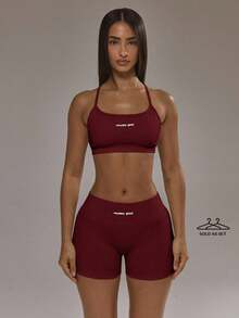 Sports Set: Sports Bra With A Racerback And Leggings With A Ruched Back. Autumn And Winter Activewear Set For Padel, Gym, Training. - Army Green - View 1