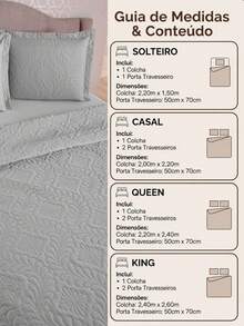 Kit Colçha Cobre Leito Luxo Matelado Queen-Casal-Solteiro Matelado Ultrassonico MELHOR CUSTO BENEFÍCIO - Cinza - Visão 4