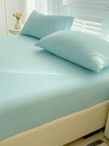 Camel Color Brushed Skin-Friendly Soft Comfortable 3 PiecesBed Sheet Set - Cadet Blue - View 5