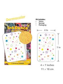1套「Colorful Stars Party」臨時紋身貼，Y2K彩虹星星仿真紋身，防水，真實紋身效果，身體彩繪，彩色，易貼易撕 CSD090 - 彩色 - 查看 3
