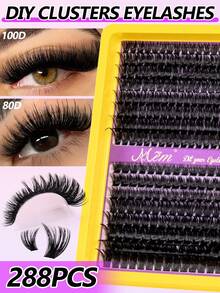 288 Clusters Of D-Roll Vacation Eyelashes, 9-16mm, 80+100D, Soft And Thick, Suitable For Beginners To Wear Quickly, Lightweight And Portable, Suitable For Daily Wear And Party Styling, Lash Clusters,Manga Lashes,Cat Eye Lashes,Lash Tech Supplies - D - View 2