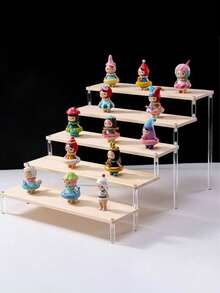 1pc Ladder Display Rack, Multi-Functional Wooden Desktop Dessert Display Rack, Decorative Storage Rack For Nail Polish, Fragrance, Aromatherapy Candles, Air Freshener, Desktop, Office, Vanity, Bedroom, Bathroom, Home, Dorm, Room Household Storage Organizer! - Beige - View 4