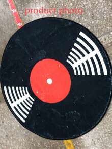 1pc Black Vinyl Record Shaped Faux Cashmere 300g/㎡ Thick Rug, Plush Carpet, Autumn/Winter Decorative Rug, Bedroom Decor, Small Area Rug, Home Decor, Living Room Rug, Living Room Small Rug, Bedroom Carpet - Multicolor - View 5