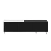 Extendable TV Stand/Low TV Cabinet With 3 Lacquered Doors, Metal Legs, Silent Hinges, Modern Design, Storage Space - 黑色+白色 - 查看 12