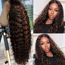 13x4 Deep Hair Wigs Full Bone Human Hair Wig 250% Density Transparent Lace Frontal Wig With Full Edges Baby Hair Pre Plucked Colored Lace Frontal Wigs For Women Daily Use 14-34inch - 間色 - 查看 3