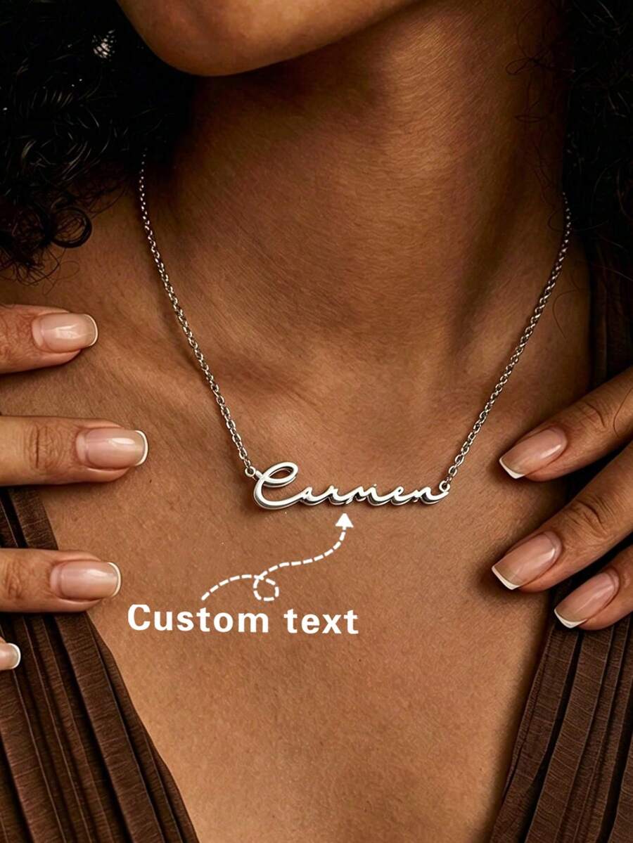 Fashionable Customized Name Necklace, Elegant Luxury Sexy Pendant, Suitable As Birthday, Anniversary, Holiday Gift For Lover, Friend, Family - Silver Double Layer - View 1
