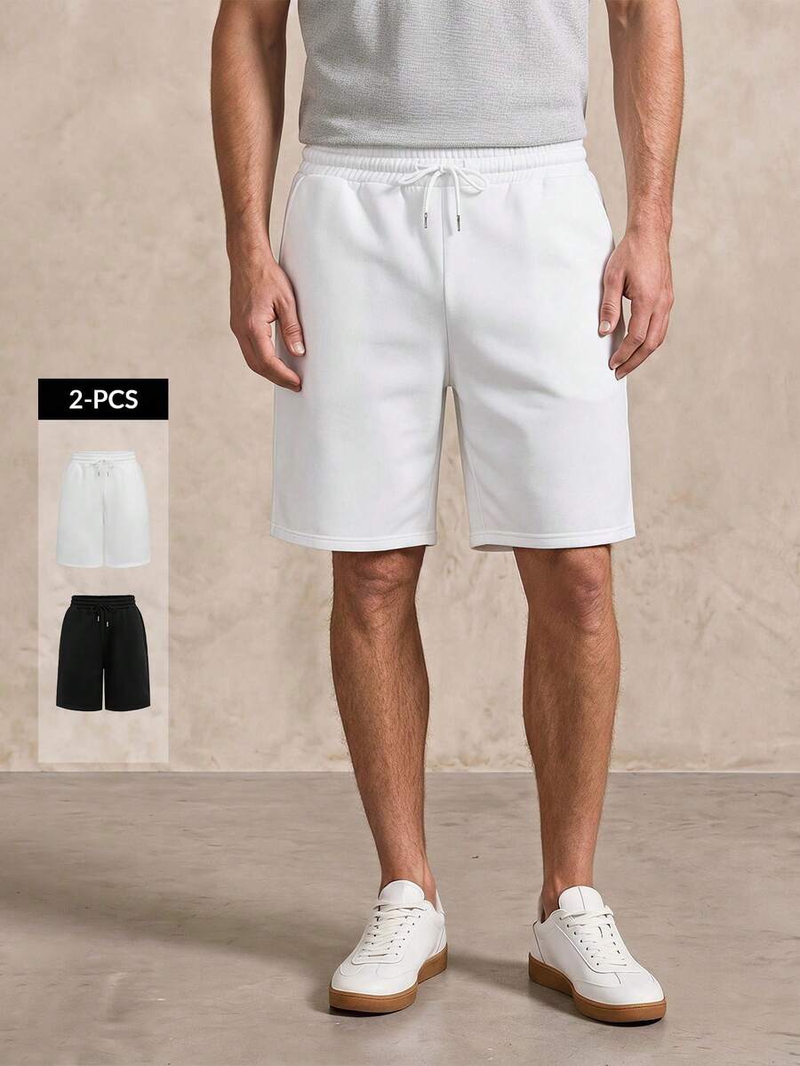 Courvante Men's Casual Shorts, Black, White, Fashion Versatile, Sports Style For Your Tennis Boyfriend - White - View 1