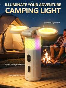 1個 90°可折疊 RGB LED露營燈，7色動態氛圍燈，附掛鉤與強力磁吸底座，多功能蜂巢燈，適用露營、登山、居家派對、緊急照明與戶外使用 - A - 查看 10