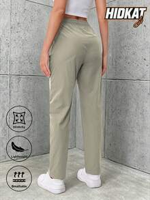 Women'S Casual Pants With Zipper Pockets & Adjustable Drawstring Waist Lightweight Straight-Leg Joggers Walking, Outdoor - Spring/Summer/Fall Sports - Khaki - View 3