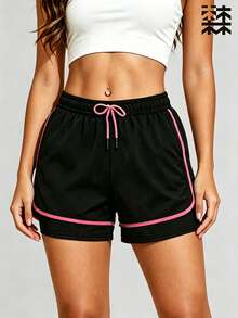 mulinsen Women's Solid Color Side Zipper Tulip Hem Athletic Shorts / Gym Shorts / Cycling Shorts - Hot Pink - View 2