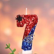 1pc Digital Birthday Candle With Blue & Red Spider Outline, 0-9 Creative New Handmade Candle For 1st Birthday Party Theme Cake Decoration, Atmospheric Birthday Number Candle - View 11