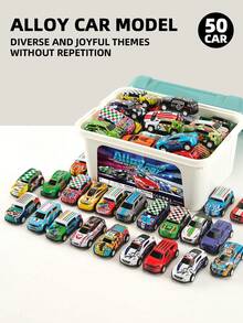 20/30/50PCS Toy Car Set With Storage Box - Pull-Back Metal Racing Cars, Educational And Fun Gift For School Activities, Children's Party Favors, Ideal For Boys & Girls Aged 3+ For Christmas, Thanksgiving, New Year & Birthday Presents - Multicolor - View 1
