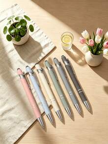 100pcs Customized Metal, Mixed Colors, Office Gifts, Nurses, Teachers, Colleague Team Building, Retirement Gifts, Capacitive Touch Writing Smoothly, Black Ink School Supplies, Back To School, Personalized, Mother's Day Gift, Graduation Gift - 彩色 - 查看 3