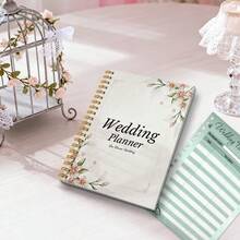 DANPERJI 1PC A5Wedding Planner Spiral Notebook, Our Dream Wedding Bridal Organizer Book With Checklist, Budget Tracker, Guest List & Menu Planner, Engagement Gift For Bride - A - View 4