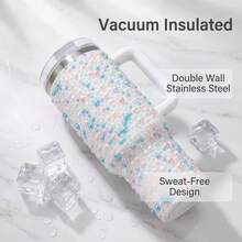 40oz Pearl Rhinestone Tumbler With Straw Lid, Sparkle Bling Water Bottle, Double Wall Vacuum Insulated Stainless Steel, Leakproof Travel Mug, Gift For Women, US Local Warehouse - Multicolor - View 5