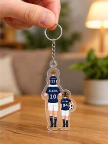 Personalisierter Weltcup Fußball Familien Acryl Schlüsselanhänger, 1/3/5 Stücke, individueller Name & Trikotnummer, 2,5/3 Zoll, 2-5 Familienmitglieder, herzliches Erinnerungsgeschenk für Fußballfans, idealer Vatertag & Weltcup Souvenir - Verschiedenfarbig - Übersicht 8