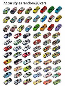 20/30/50PCS Toy Car Set With Storage Box - Pull-Back Metal Racing Cars, Educational And Fun Gift For School Activities, Children's Party Favors, Ideal For Boys & Girls Aged 3+ For Christmas, Thanksgiving, New Year & Birthday Presents - Multicolor - View 11