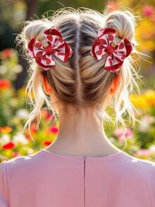 4 Stücke Wassermelone & Erdbeere Schleife Haarspangen, Fruchtmuster Haarstyling-Clips, süße blumenförmige Schleife Haarspangen, Feiertags- & Alltags-Haaraccessoires für Teenager - Verschiedenfarbig - Übersicht 5