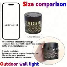 Solar Mandala Pattern Projection Light, Wrought Iron Mesh Floor Lamp, Outdoor Bedroom, Balcony And Patio Decorative Light, Holiday Decorative Wall Lamp, Outdoor Garden Decorative Light (Best Effect After Fully Charged). - Color Light - View 4