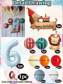 1 Set de Globos de Lámina Azul Claro Mate con Números, León de Cumpleaños & Estrella 4D, Pastel de Cumpleaños, Perro Salchicha, Paquete Combinado, Incluye Globos de Lámina Mate Azul Claro Números 0-9, Globos de Látex (Amarillo Macaron/Naranja/Rojo/Azul Vintage), Pastel de Cumpleaños Perro Salchicha, Globo de Lámina León de Cumpleaños Mate + Globo Estrella 4D de 22" con Rayas Rojas/Verdes, Globo de Lámina Rayas Rojas & Rosas de Carnaval - Multicolor. - Ver 10