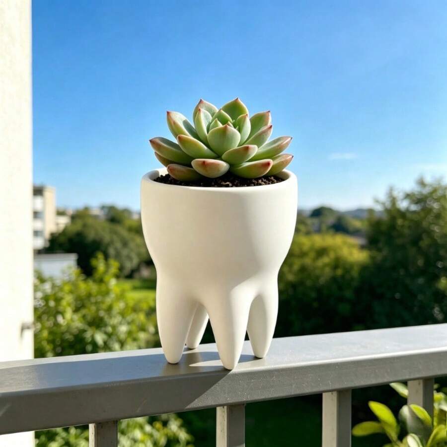 Tooth-Shaped Succulent Planter, Adds Playful Charm To Your Decor, Suitable For Planting Succulents Or Small Indoor Plants - A - View 1