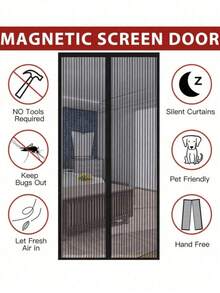Pintu Kasa Magnetik Perekat Otomatis Tahan Lama, Perlindungan Serangga Tanpa Sentuhan, Penghalang Lalat dan Nyamuk yang Bernapas, Pemasangan Tanpa Alat dengan Perekat Dua Sisi, Cocok untuk Pintu Depan, Pintu Belakang, dan Pintu Geser Teras, RV, Dekorasi Dalam/Luar Ruangan, Hadiah Liburan Sepanjang Musim, Halloween, Natal - Berbagai gaya - View 5