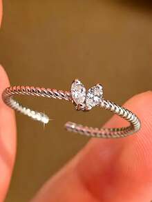 1pc S925 Sterling Silver Ins Style Heart Twisted Thin Ring, Minimalist Gentle Vibe Accessory For Women, Suitable For Commute And Date, Romantic Niche Gift For Best Friend And Girlfriend - Heart - View 9