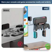 Wall Mount For Switch 2/Switch OLED/Switch Console, Switch 2 TV Dock Storage Rack, Switch 2 Pro Controller Wall Mount With 8 Card Slots And 4 Hooks, Black - Black - View 5