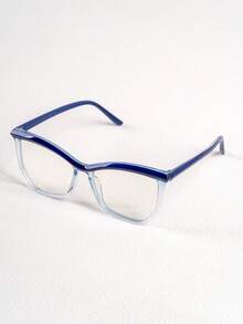 1 Pair Cat Eye Asymmetrical Eyebrow Frame Glasses, Plain Lens, Versatile Fashionable Polygon Eyewear Frame For Women - Plain Lens - View 6