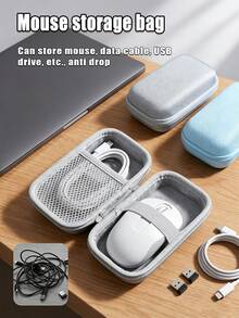 Multifunctional Mouse & Camera Storage Bag With Portable Handle, Elastic Compartments For Organized Storage, Size 14*8.5*4cm (5.51*3.34*1.57in), Compact Electronic Organizer Bag For Digital Cameras, Computer Mouse And Various Data Cables - Multicolor - View 5