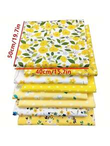 8 Stücke Gänseblümchen Stoff Pack, geeignet für Nähprojekte, enthält sortierte Stoffe, ideal für DIY Basteleien und Handarbeit (20*25cm/40*50cm) - Standard - Übersicht 10