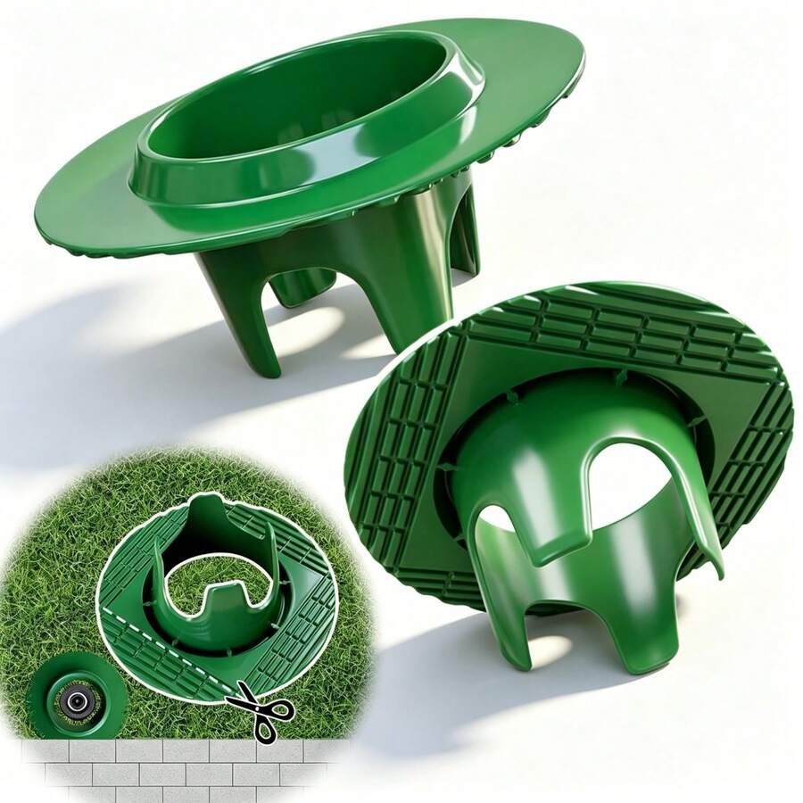 Cuttable Ring Sprinkler Head Protector - ABS Lawn Irrigation Anti-Collision Guard, Protects Against Lawn Mower/Trimmer Damage, Bottom Groove For Water Pipe/Wire Pass-Through, 4-Leg Easy Installation, Universal Fit - Nozzle Protector - View 1