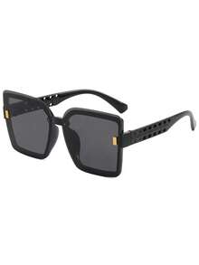 1 pieza Gafas de mujer de plástico sin marco de unicolor decoradas con diamante de imitación de talla grande, estilo casual retro, bohemio, para fiestas, vacaciones, adecuadas para fotografía callejera, playa, exteriores, compras, campamento, conducción - Multicolor - Ver 3