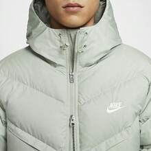 Nike Solid Color Zip-Up Hooded Stylish And Versatile Long-Sleeved Down Jacket For Men, Light Gray. - Light Grey - View 5