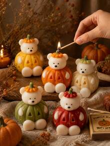 1pc Pumpkin Bear Silicone Candle Mold, Reusable DIY Plaster Resin Soap Making Craft Mold, Halloween Thanksgiving Theme Decorative Handmade Mold - Pumpkin Bear Mold - View 5