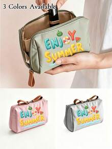 Enjoy The Summer Vibe With Watermelon Print Storage Bag! This Portable Zipper Makeup Bag Comes In 3 Colors, Perfect For Beach Trips, Beauty Enthusiasts, And Those Seeking Short-Term Vacations. - Multicolor - View 1