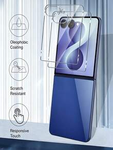 2片裝 Galaxy Z Flip 8 鋼化玻璃螢幕保護貼，9H 防刮無氣泡，相容 Z/Z Flip6/Z Flip5，可搭配手機殼使用，生日節日禮物 - 無色 - 查看 4
