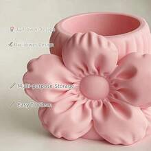 Puff Flower Shaped Storage Bucket & Cosmetic Organizer, Lightweight Design, Suitable For Home And Office Desk, Supports Embedded Installation, Flower-Shaped Desktop Decoration Stationery Storage, Compact And Portable, Minimalist Desktop Accessory - A - View 6