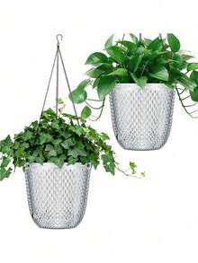 2pcs Indoor Plant Automatic Watering Hanging Planters, Hanging Plant Pots With Drainage Holes And Chains, Hanging Flower Pots, Outdoor Small Hanging Planter Baskets, Home Decor Gardening - Multiple Styles - View 12