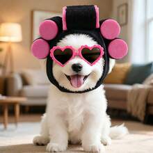 Funny Dog Curly Wig Set & Glasses - Adjustable, Soft & Warm Pet Wig, Suitable For Small, Medium And Large Dogs & Cats - Perfect For Halloween, Christmas And Parties (Fits Pet Head Circumference 6-27 Inches) - Hot Pink - View 1