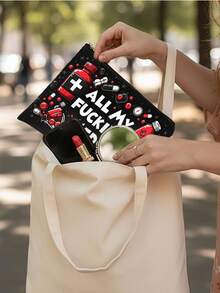 1Pc Leopard Print Charger Cable Organizer Bag, Funny Electronics Cord Storage Zipper Pouch, Portable Travel Tech Accessories Cosmetic Bag, Unique Gift For Tech Lovers - Multicolor - View 4