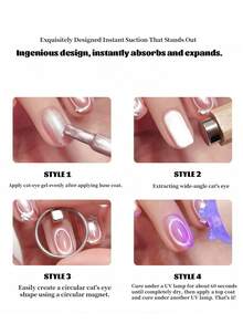 Cat Eye Nail Art Magnetic Tool Set, 3-In-1 Round Magnetic Wand Suitable For Gel Nail Polish, DIY French Tip Nail Art Design Tool, Salon Nail Art Accessories - Silver - View 11