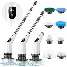 Cepillo Electrico para Baño Limpieza, Cepillos Electricos de Limpieza con 8 Cabezas de Cepillo Reemplazables, Larga Duración, Mango Ajustable para Tina Cocina, IPX8 Resistente al Agua - 1 - Ver 1