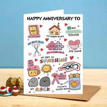 1PC-Happy Anniversary Greeting Card With Envelope, Funny Anniversary Card For Husband/Boyfriend, Creative Wedding Anniversary Gift Card For Men - A - View 3